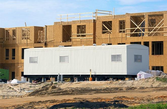 construction site with temporary office rentals in Harvey IL